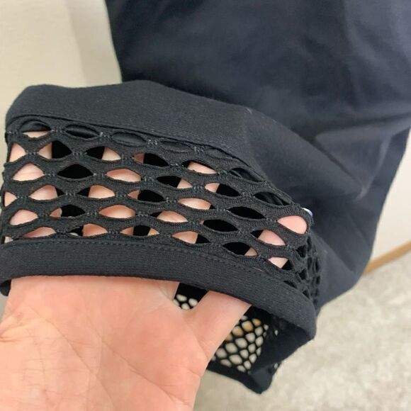 EXPRESS Black Midi Dress With See-through Mesh Midi Section Below Knee Length. S - Picture 4 of 7